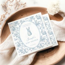 Blue Toile Little Bunny Easter Baby Boy Shower スタンダードカクテルナプキン
