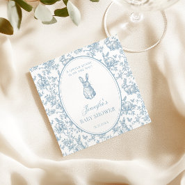 Blue Toile Little Bunny Easter Baby Boy Shower スタンダードカクテルナプキン