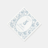 Blue Toile Little Bunny Easter Baby Boy Shower スタンダードカクテルナプキン (角)