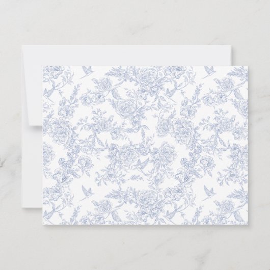 Blue Toile Minimalist Border Note Card 招待状 (裏面)