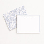 Blue Toile Minimalist Border Note Card 招待状