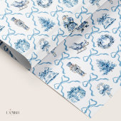 Blue Toile Nutcracker Wrapping Paper Christmas ラッピングペーパー