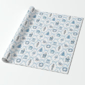Blue Toile Nutcracker Wrapping Paper Christmas ラッピングペーパー (アンロールド)