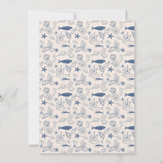 Blue toile Ocean Baby Shower Invitation 招待状 (裏面)