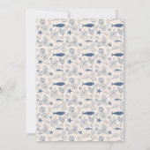 Blue toile Ocean Bridal Shower Invitation 招待状 (裏面)