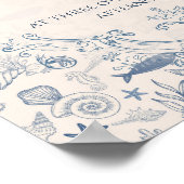 Blue toile Ocean Bridal Shower Welcome  ポスター (角)