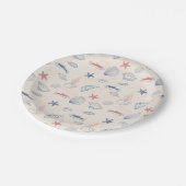 Blue toile Ocean Paper Plate ペーパープレート (アングル)