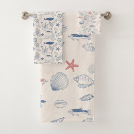Blue toile Ocean Towel バスタオルセット