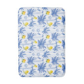 Blue Toile Palm Trees Lemons  バスマット (正面縦)
