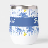 Blue Toile Palm Trees Lemons Monogram Name (右面)