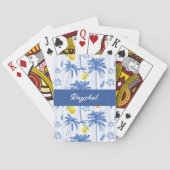 Blue Toile Palm Trees Lemons Monogram Name トランプ (裏面)