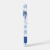 Blue Toile Palm Trees Lemons Monogram Name iPhoneケース (左側面)