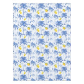Blue Toile Palm Trees Lemons Pattern テーブルクロス (正面)