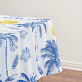 Blue Toile Palm Trees Lemons Pattern テーブルクロス (インサイチュ)