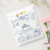 Blue Toile Pumpkin Fall Birthday Party Dessert フェイバーバッグ (封をした状態)