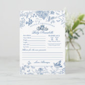 Blue Toile Pumpkin French Fal Advice for Baby Card 招待状 (スタンド正面)