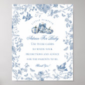 Blue Toile Pumpkin French Fall Advice for Baby ポスター (正面)
