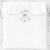Blue Toile Pumpkin French Fall Birthday Favor ラウンドシール (バッグ)