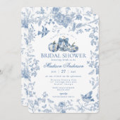 Blue Toile Pumpkin French Fall Bridal Shower 招待状 (正面/裏面)