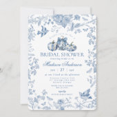 Blue Toile Pumpkin French Fall Bridal Shower 招待状 (正面)