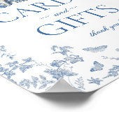 Blue Toile Pumpkin French Fall Cards & Gifts Sign ポスター (角)