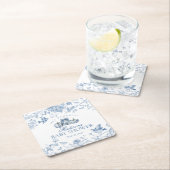 Blue Toile Pumpkin French Fall Floral Baby Shower スクエアペーパーコースター (インサイチュ)