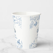 Blue Toile Pumpkin French Fall Floral Baby Shower 紙コップ (左)