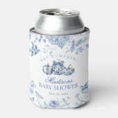 Blue Toile Pumpkin French Fall Floral Baby Shower 缶クーラー (缶正面)