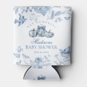 Blue Toile Pumpkin French Fall Floral Baby Shower 缶クーラー (正面)