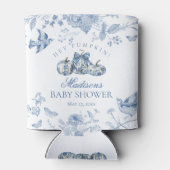 Blue Toile Pumpkin French Fall Floral Baby Shower 缶クーラー (裏面)