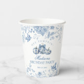 Blue Toile Pumpkin French Fall Floral Birthday 紙コップ (裏面)