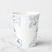 Blue Toile Pumpkin French Fall Floral Birthday 紙コップ (左)