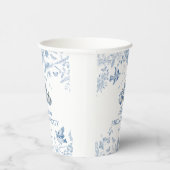 Blue Toile Pumpkin French Fall Floral Birthday 紙コップ (右)