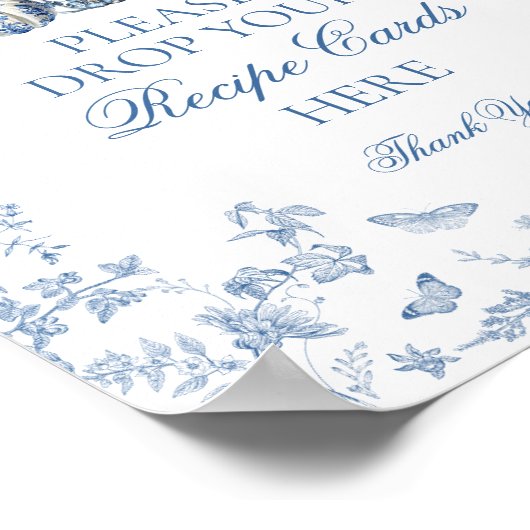 Blue Toile Pumpkin French Fall Share a Recipe Sign ポスター (角)