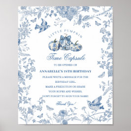 Blue Toile Pumpkin French Fall Time Capsule ポスター