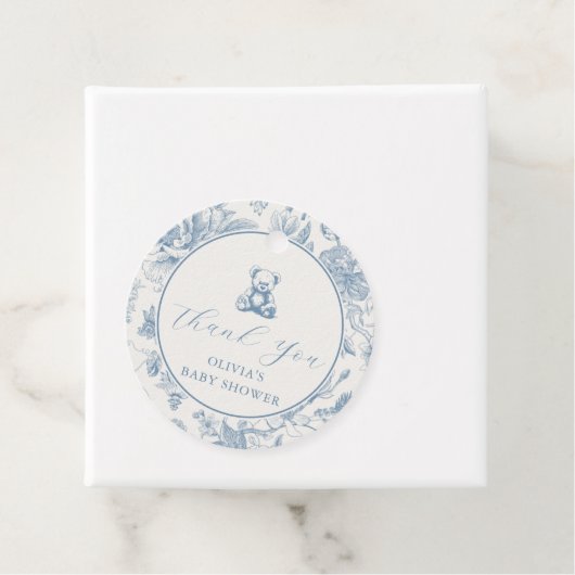 Blue Toile Teddy Bear Tag フェイバータグ (インサイチュ)