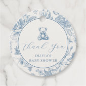 Blue Toile Teddy Bear Tag フェイバータグ (正面)