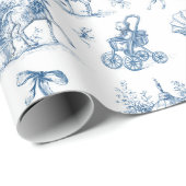 Blue Toile Vintage Baby Shower ラッピングペーパー (ロールコーナー)