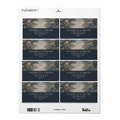 Blue Toile Wedding Vintage Tapestry elegant ラベル (フルシート)