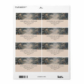 Blue Toile Wedding Vintage Tapestry elegant ラベル (フルシート)