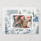 blue tolie qr code festive christmas photo card  招待状 (正面)