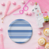 Blue Tone and Cream Stripes ペーパープレート (パーティー)