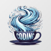 Blue Tone Coffee Binary Numbersプログラマ ウィンドウサイン (シート)