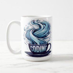 Blue Tone Coffee Binary Numbersプログラマ コーヒーマグカップ
