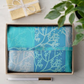 Blue Tones Foliage Plaids Design 薄葉紙 (ギフト)