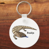Blue tongue lizard reptile cartoon キーホルダー (正面)