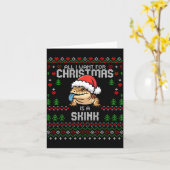 Blue Tongued Skink Christmas Ugly Xmas Sweater Her カード (黄色い花)