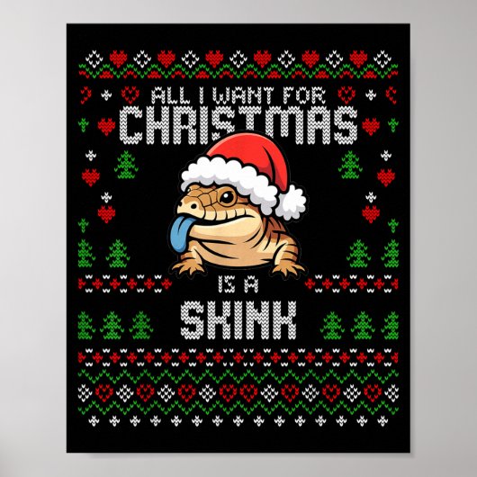 Blue Tongued Skink Christmas Ugly Xmas Sweater Her ポスター (正面)