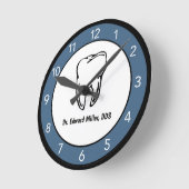 Blue Tooth歯科医院カスタム ラウンド壁時計 (傾斜)