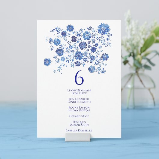 Blue Top Bouquet Wedding Table Number Guest names 招待状